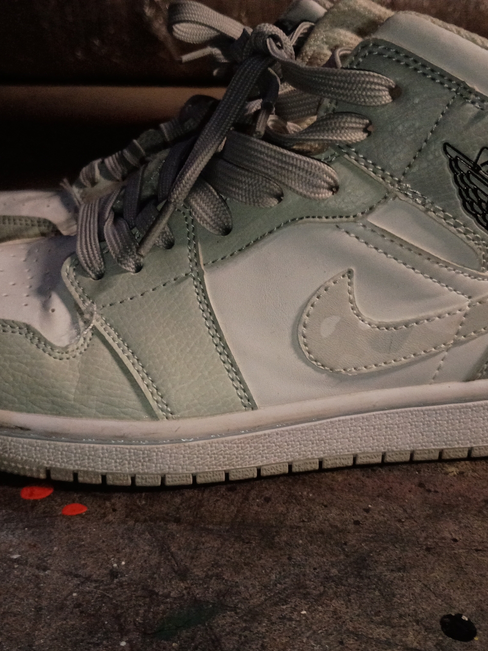 Jordan Kids Mint Green and White High-Top Sneakers
